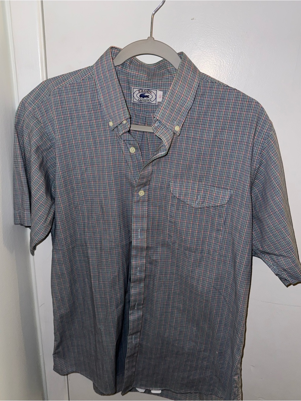 Vintage 80’s Izod Men’s Short-Sleeve Button-Down Plaid Shirt